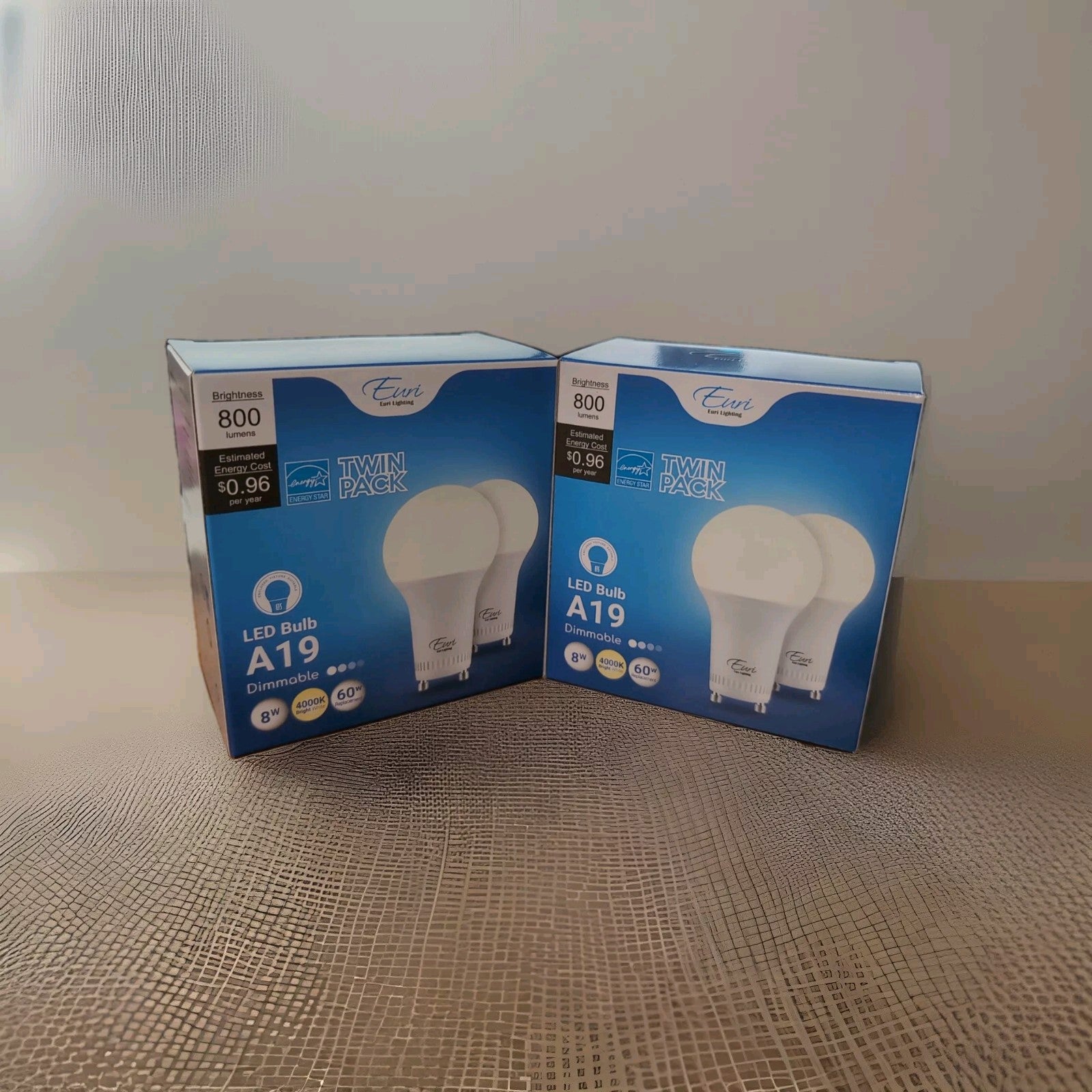 Euri Lighting LED A19 Bulb 4000K 8W 800lm 4 Pack